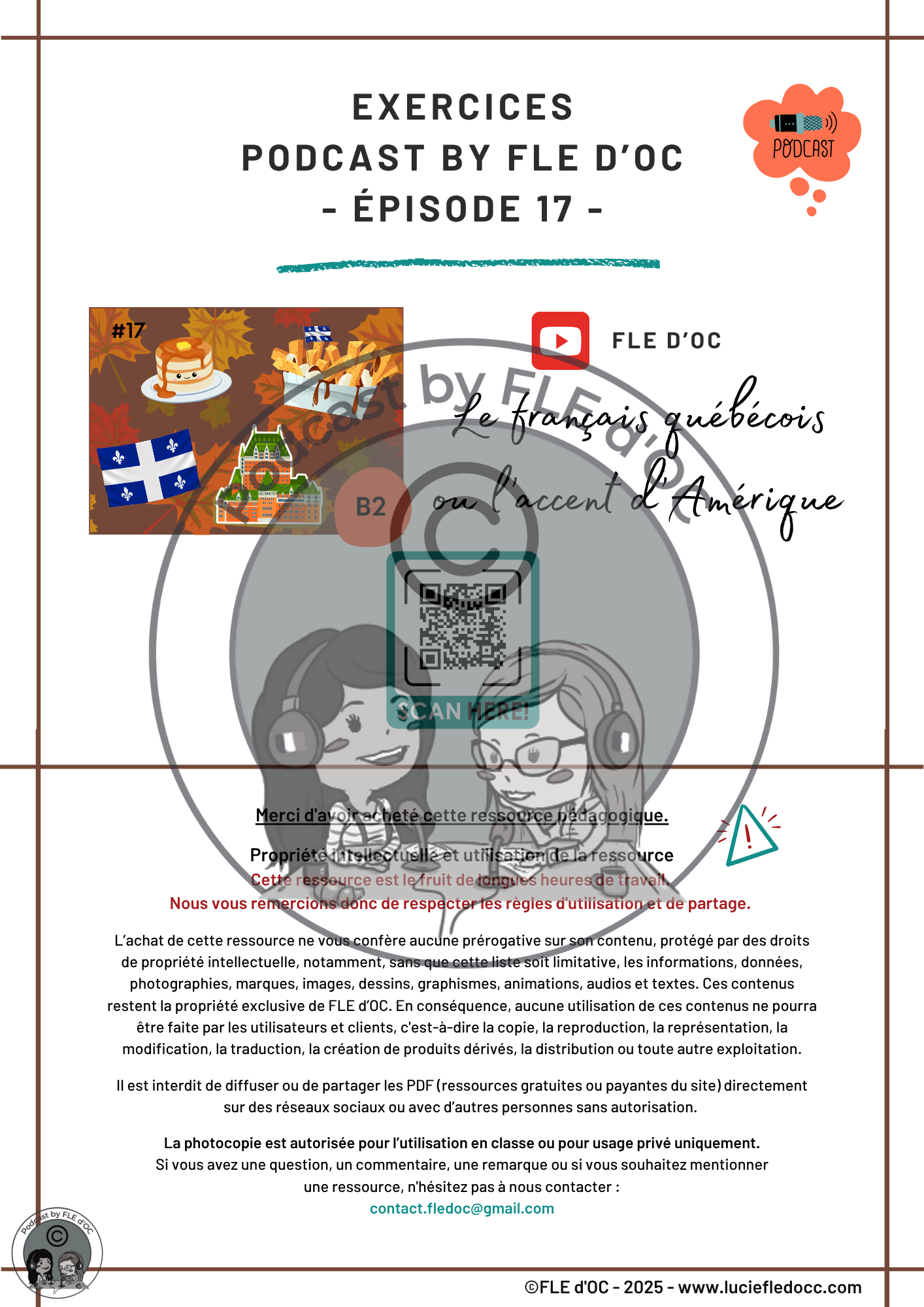 Exercices Podcast by FLE d'OC - Le français québécois (#17) – Image 2
