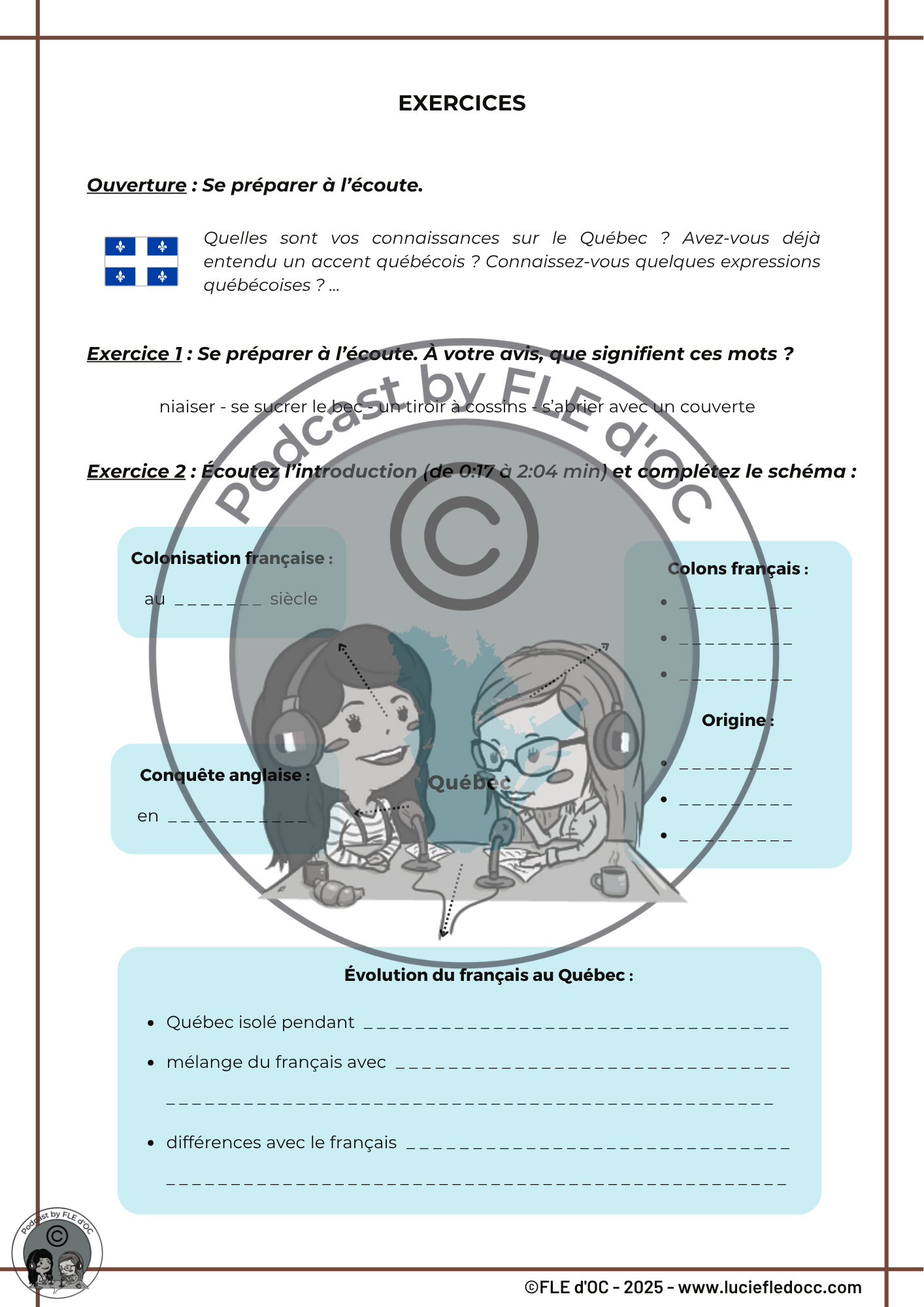 Exercices Podcast by FLE d'OC - Le français québécois (#17) – Image 3