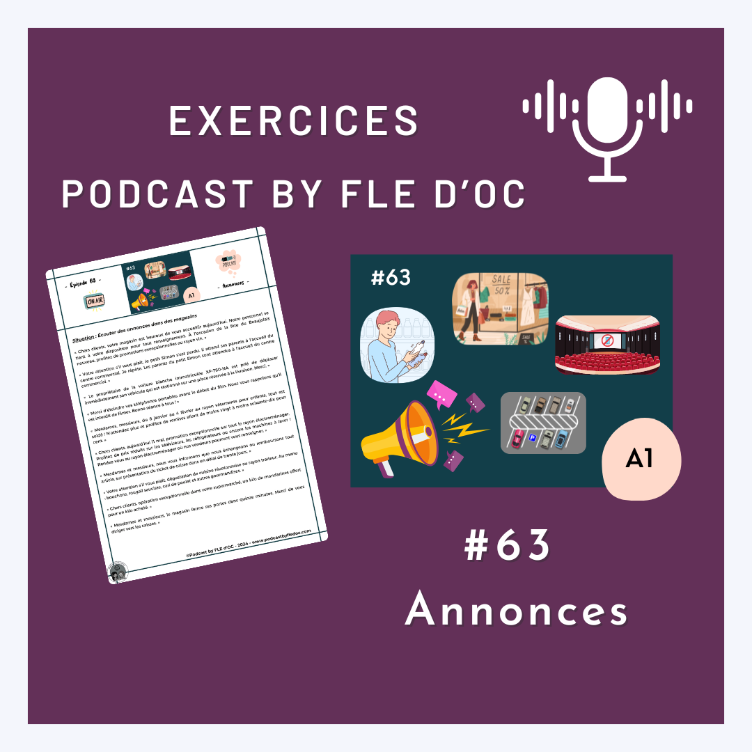 Exercices Podcast by FLE d'OC - Annonces (#63)