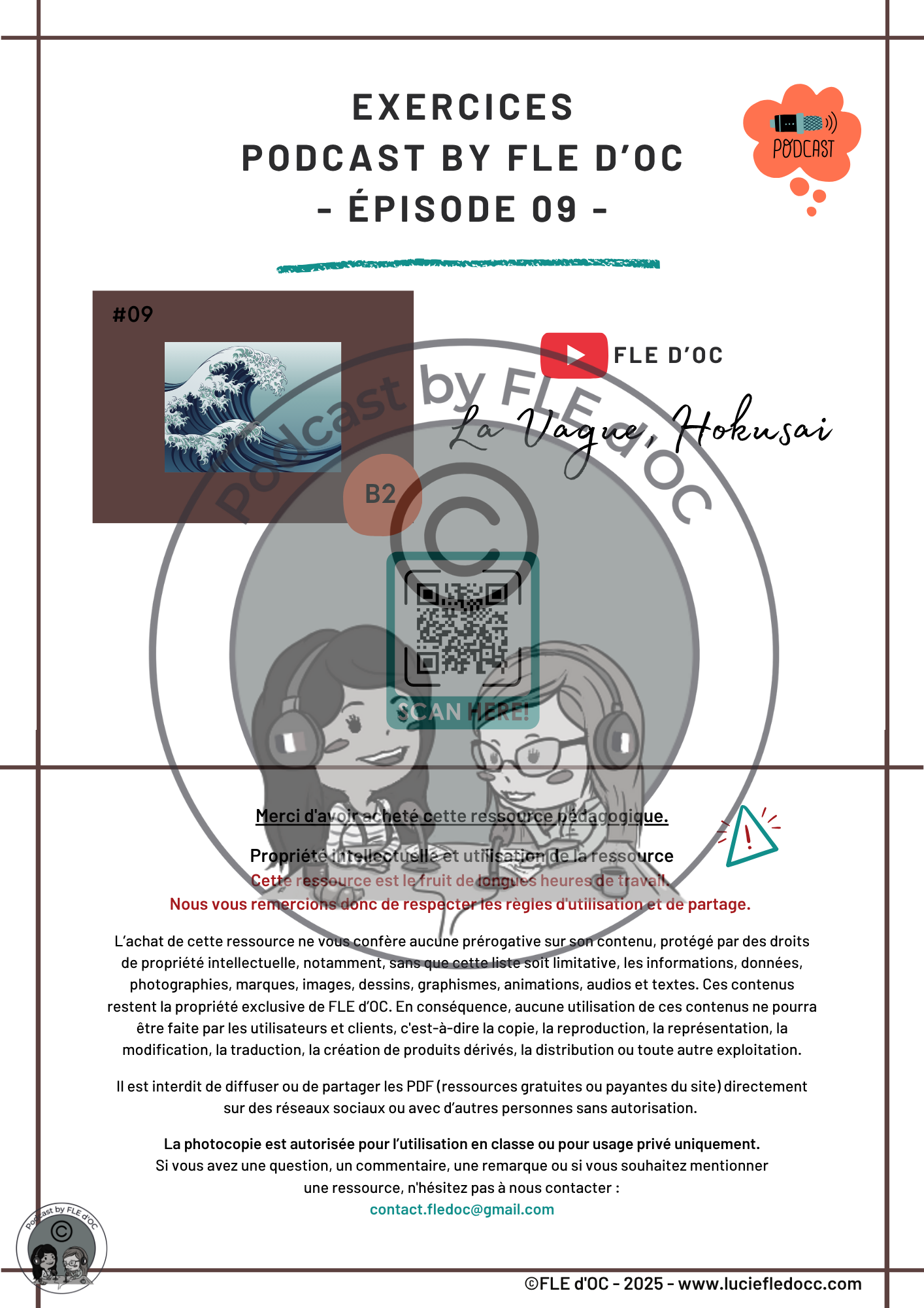 Exercices Podcast by FLE d'OC - La vague, Hokusai (#09) – Image 2