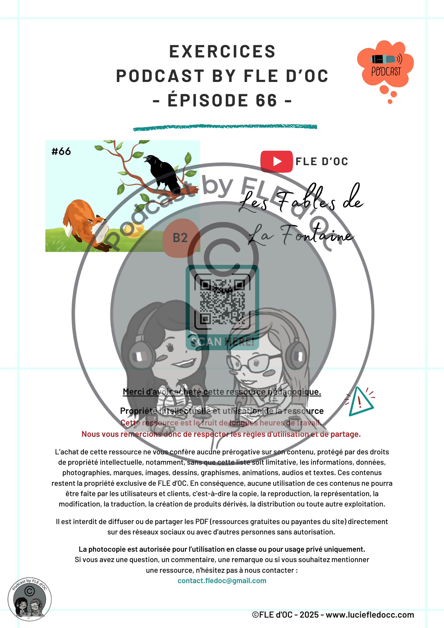 Exercices Podcast by FLE d'OC - Les Fables de La Fontaine (#66) – Image 2