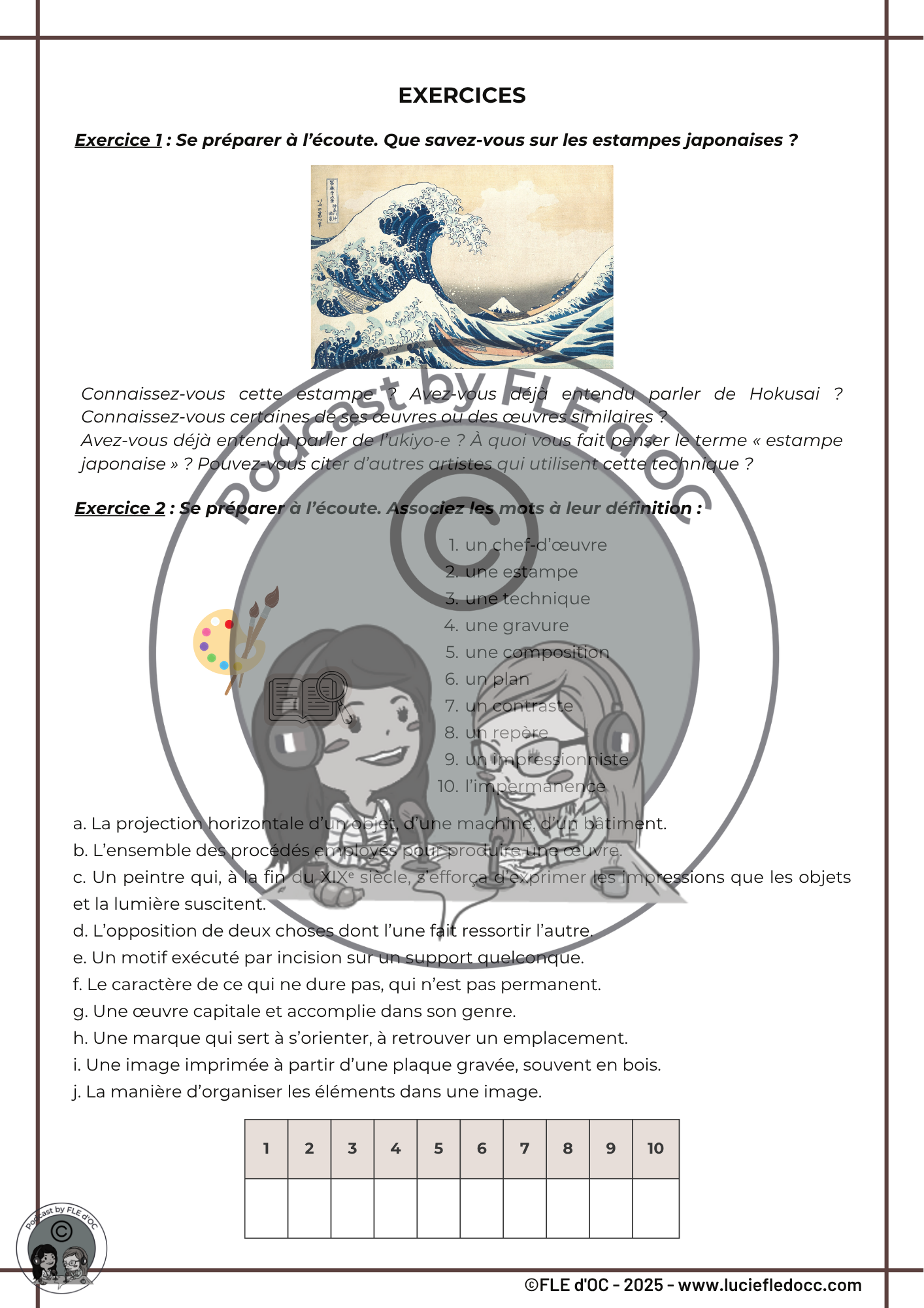 Exercices Podcast by FLE d'OC - La vague, Hokusai (#09) – Image 3