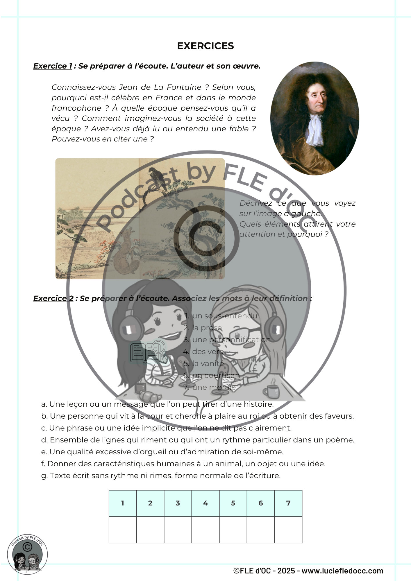Exercices Podcast by FLE d'OC - Les Fables de La Fontaine (#66) – Image 3