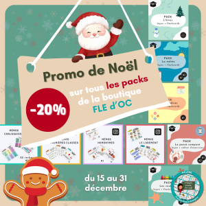 Lire la suite à propos de l’article Promo de Noël : –20 % sur les ressources pédagogiques FLE d’OC 🎄