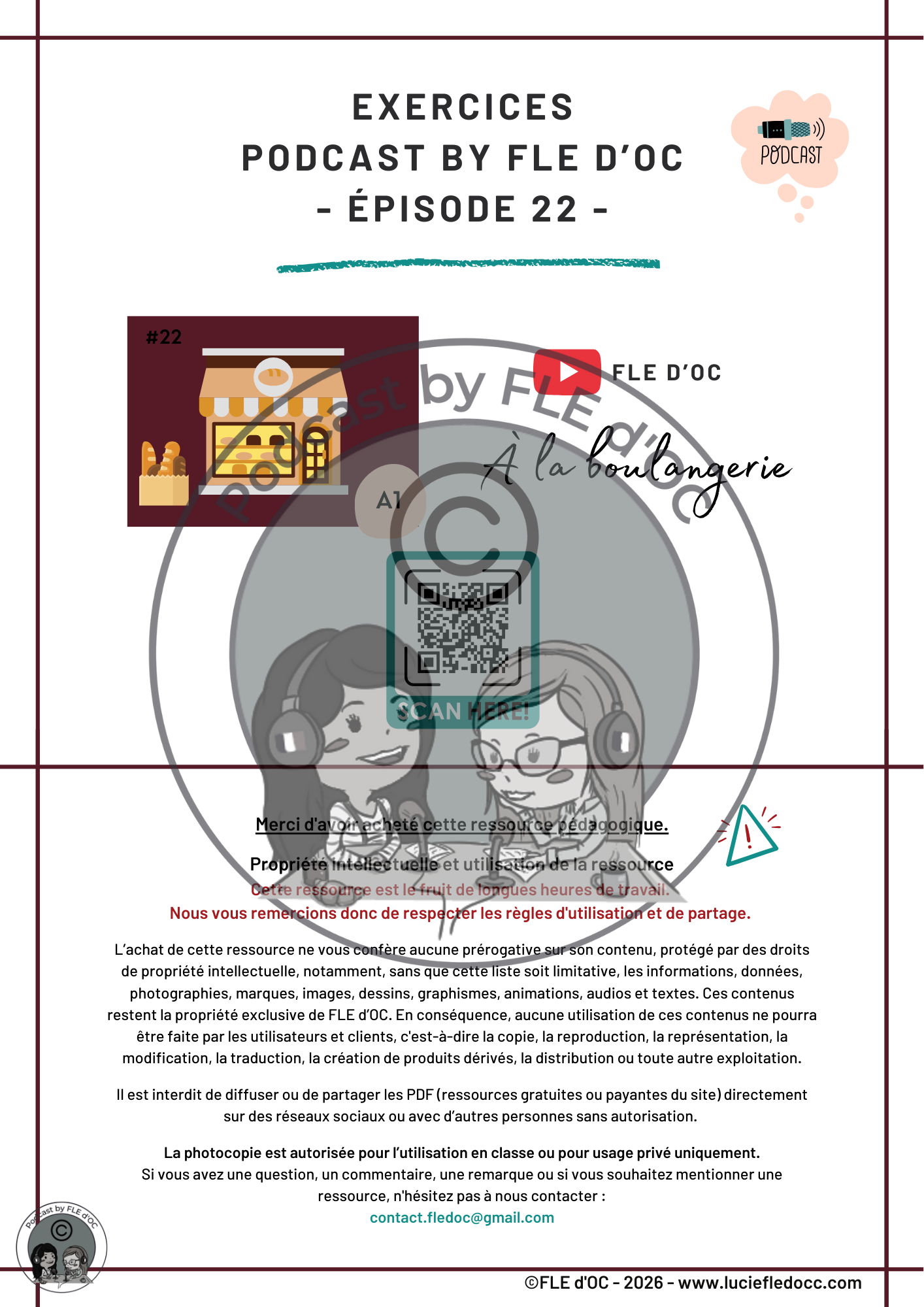 Exercices Podcast by FLE d'OC - À la boulangerie (#22) – Image 2