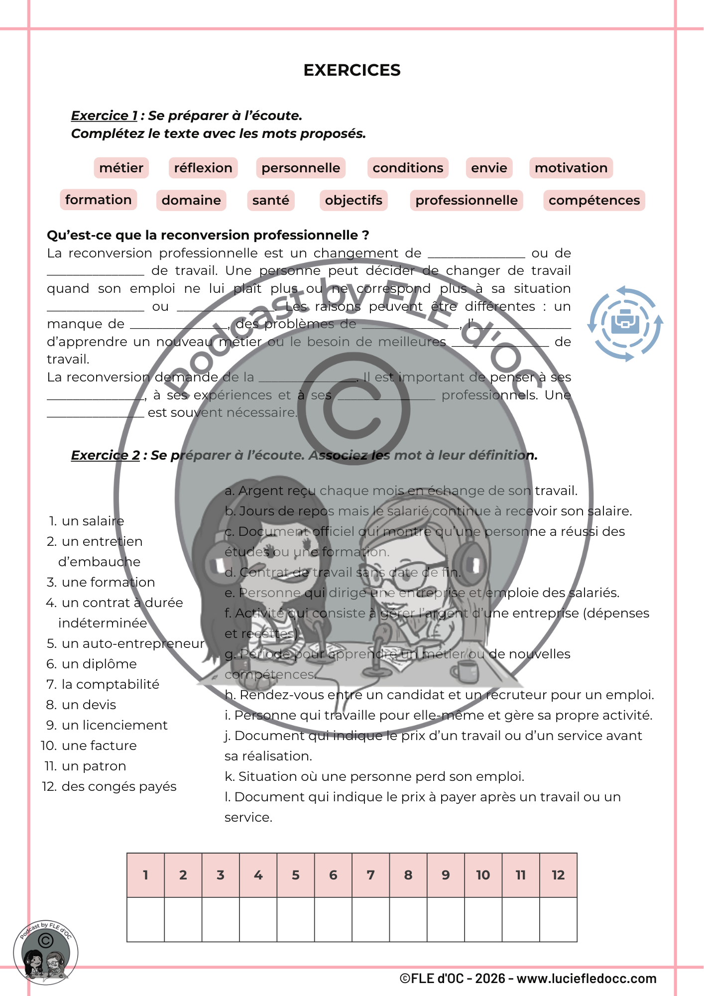 Exercices Podcast by FLE d'OC - La reconversion professionnelle (#80) – Image 3