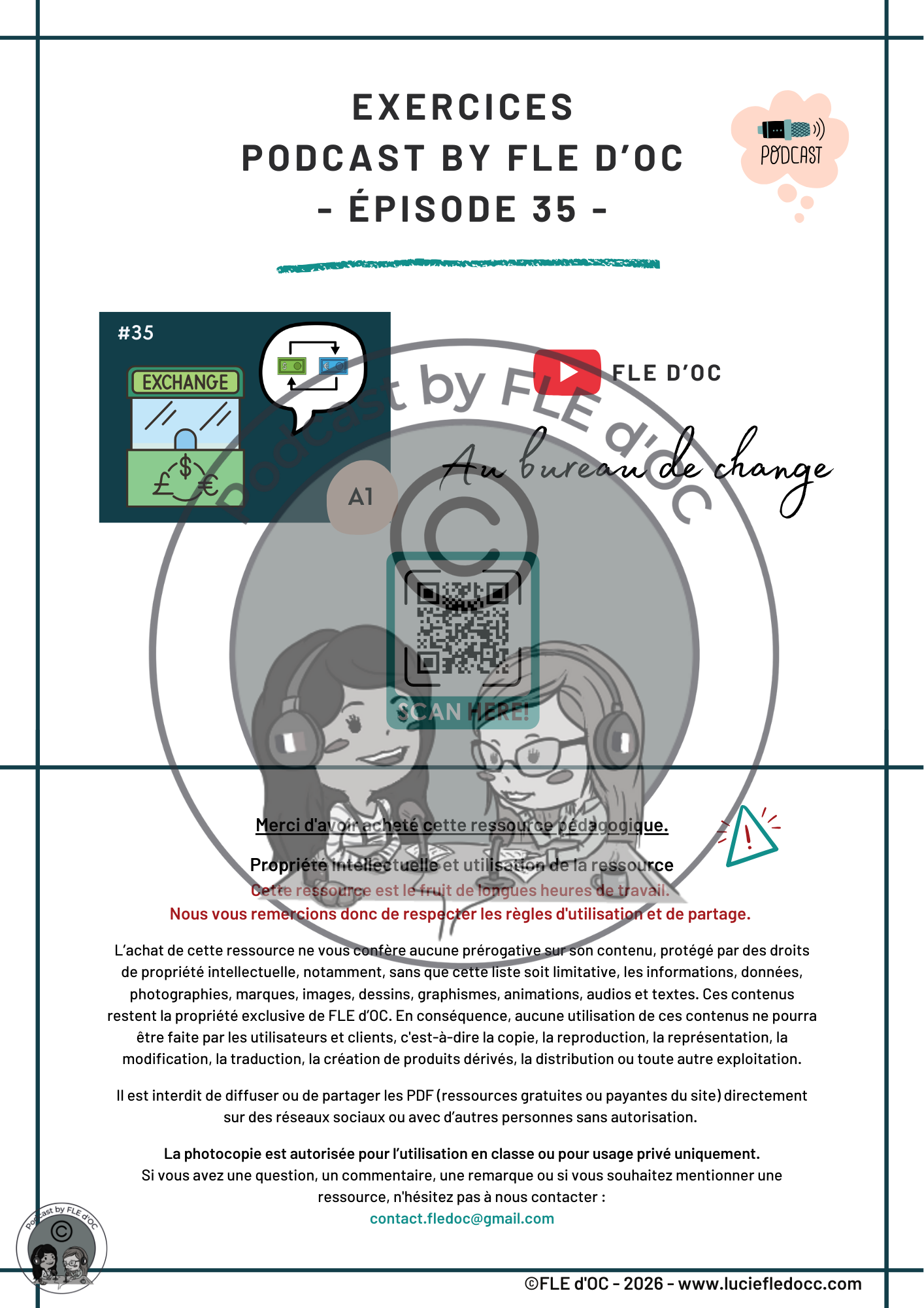 Exercices Podcast by FLE d'OC - Au bureau de change (#35) – Image 2
