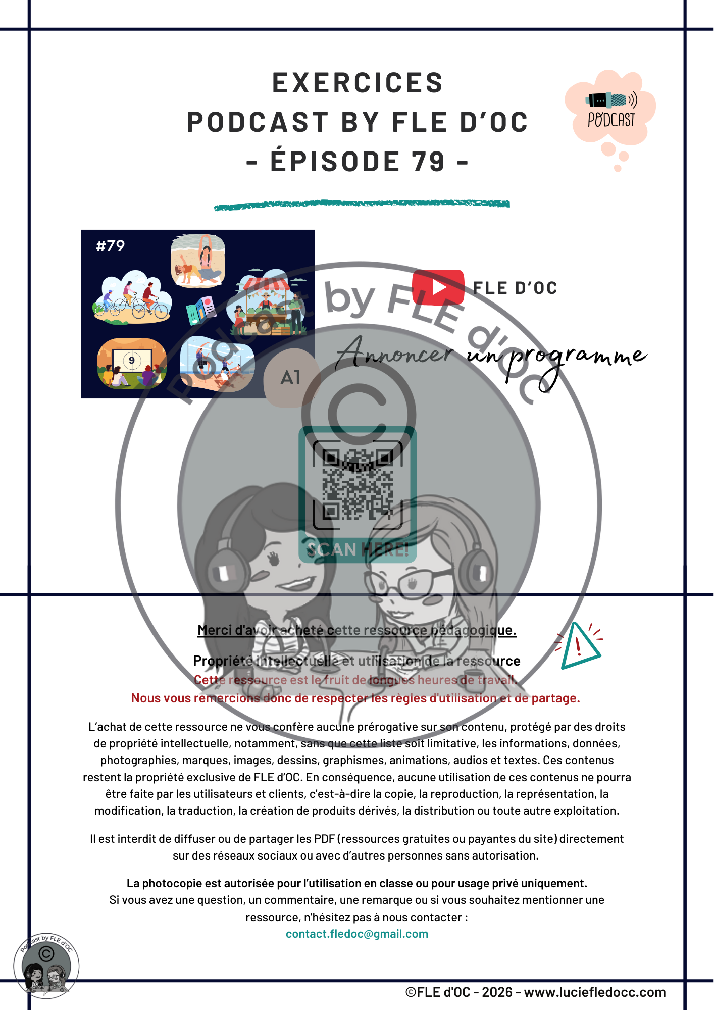 Exercices Podcast by FLE d'OC - Annoncer un programme (#79) – Image 2