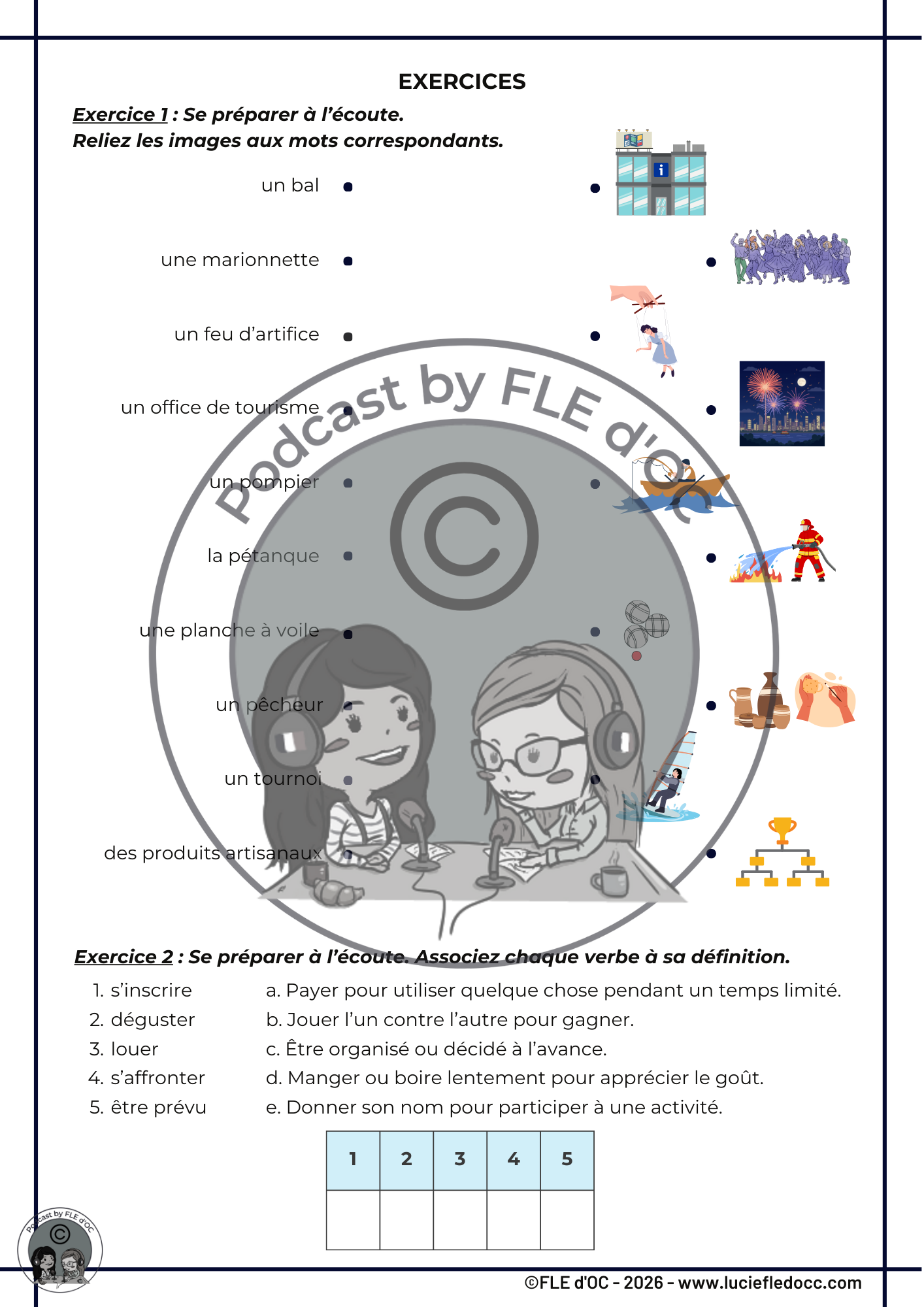 Exercices Podcast by FLE d'OC - Annoncer un programme (#79) – Image 3