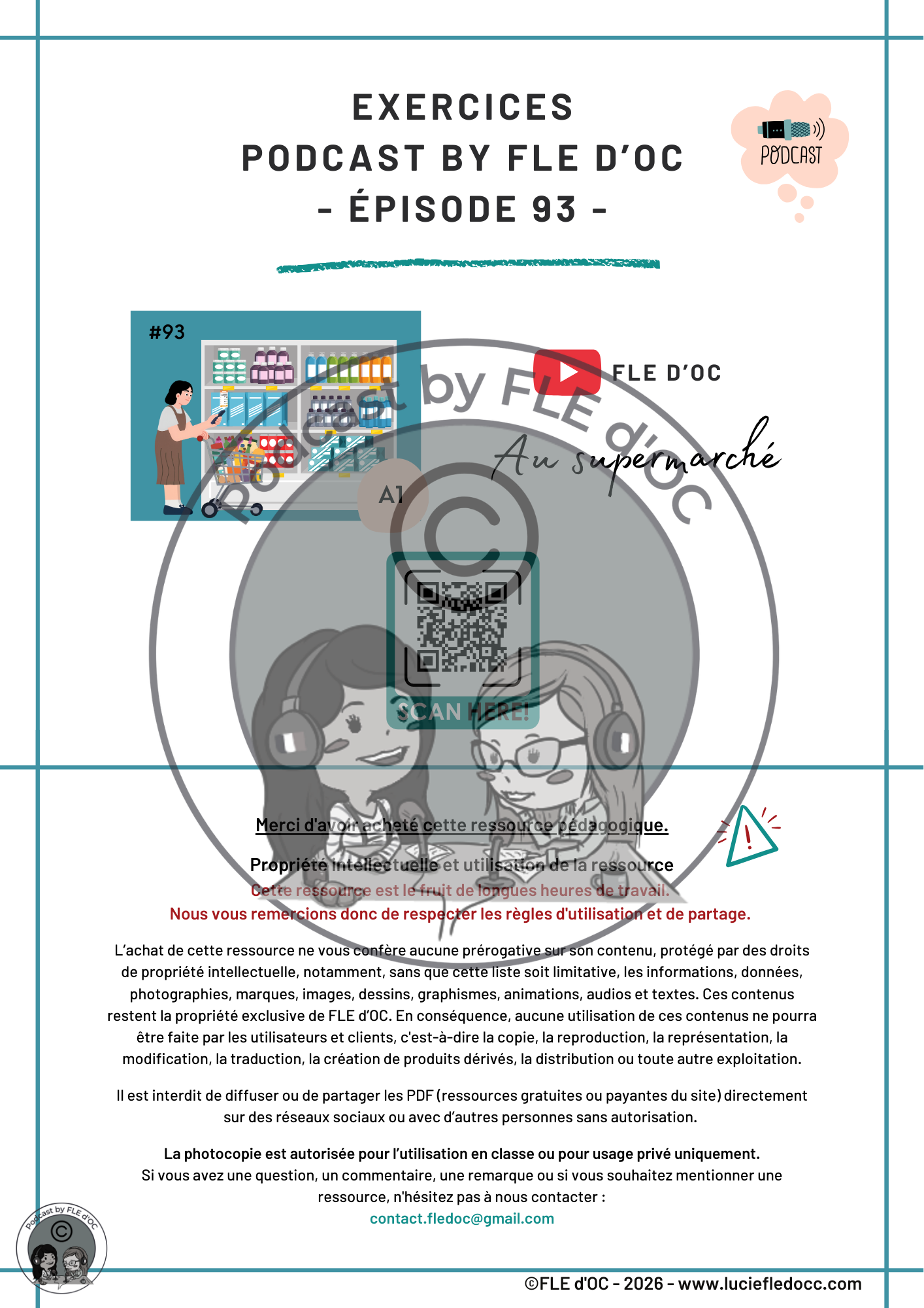 Exercices Podcast by FLE d'OC - Au supermarché (#93) – Image 2