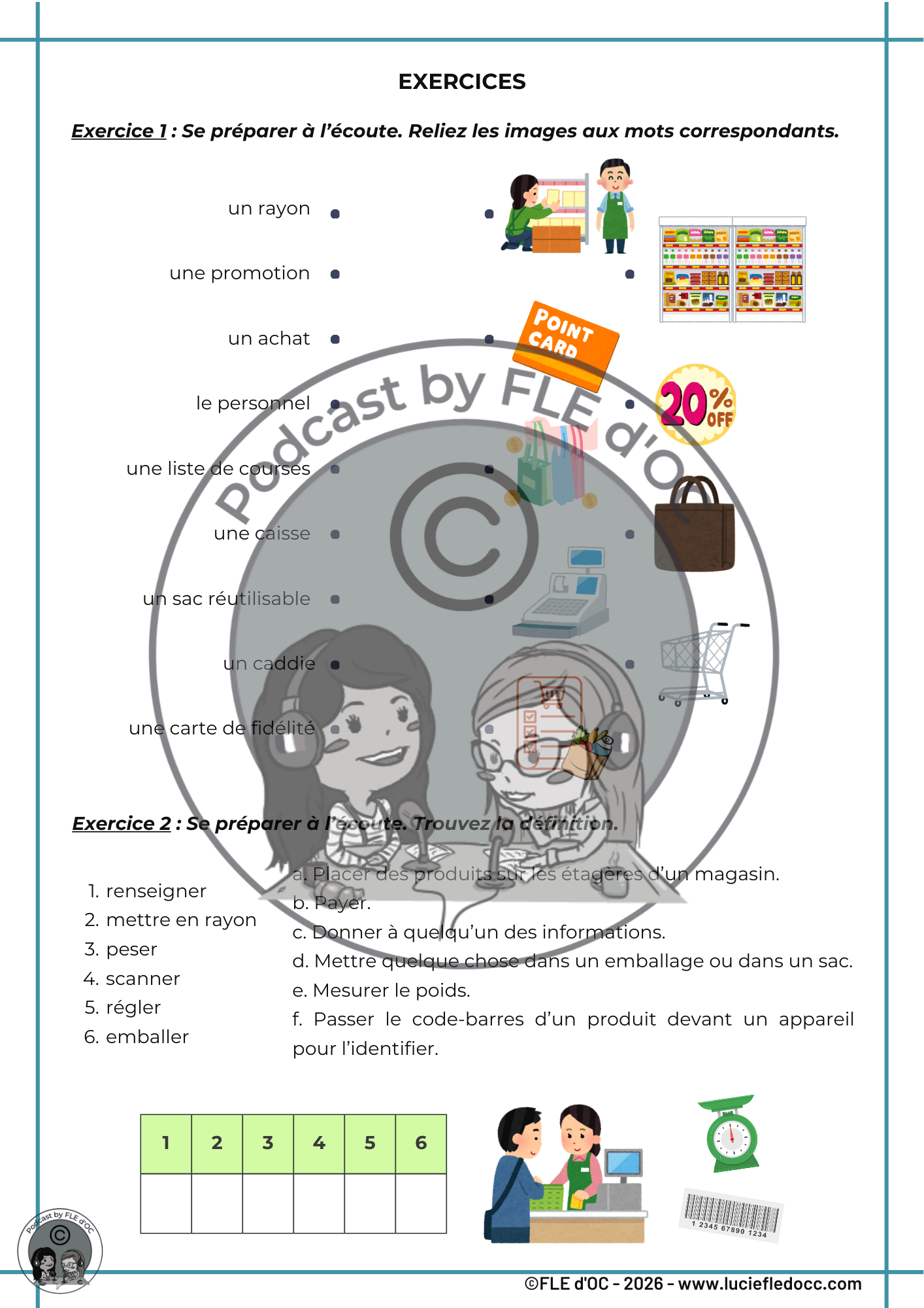 Exercices Podcast by FLE d'OC - Au supermarché (#93) – Image 3