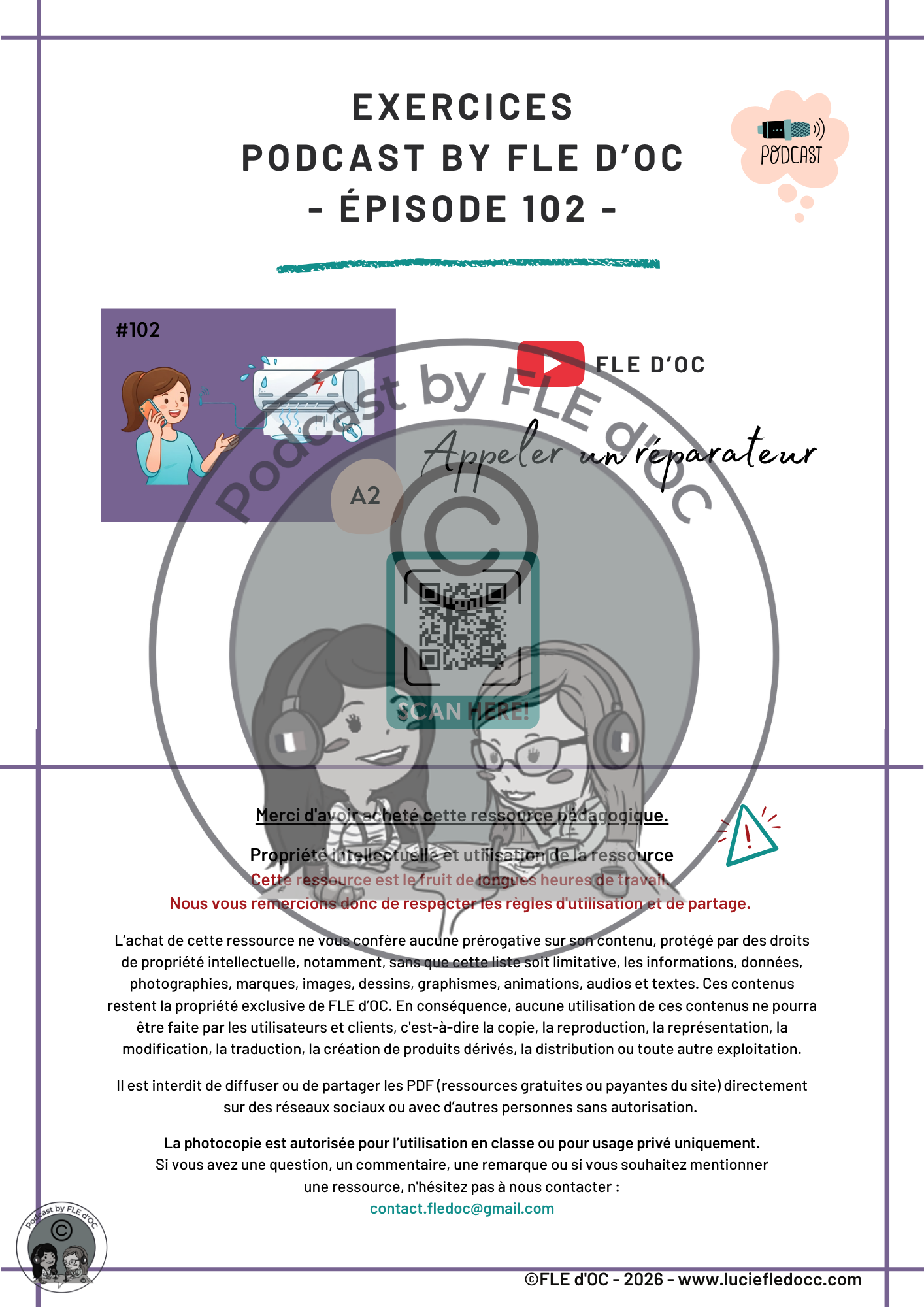Exercices Podcast by FLE d'OC - Appeler un réparateur (#102) – Image 2