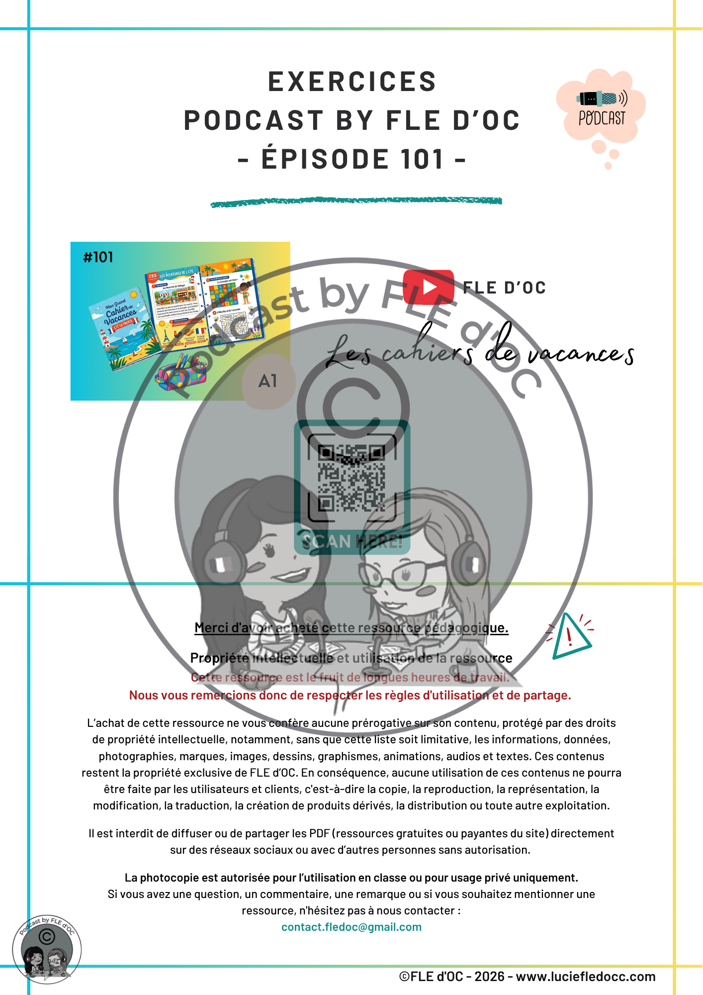 Exercices Podcast by FLE d'OC - Les cahiers de vacances (#101) – Image 2
