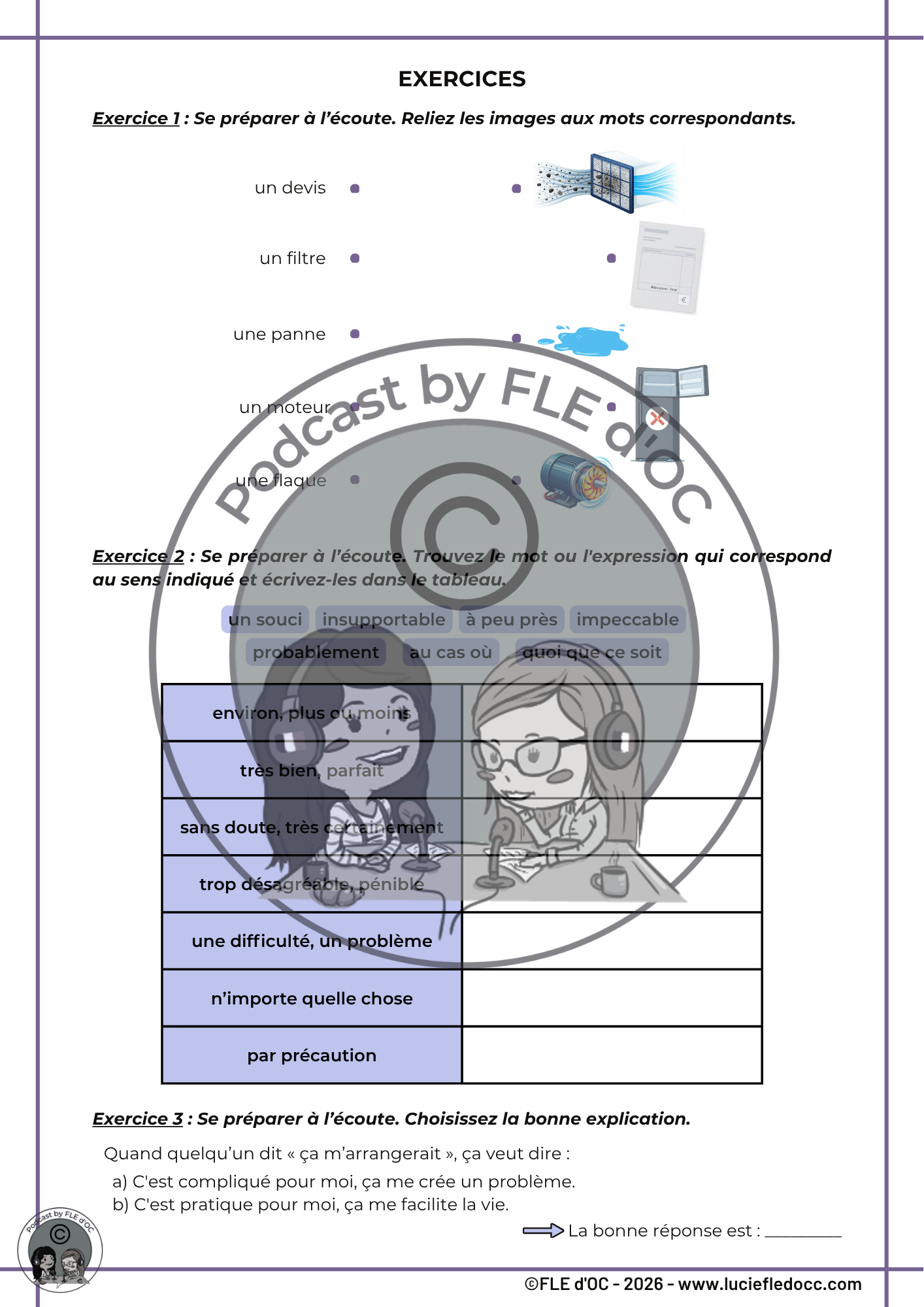 Exercices Podcast by FLE d'OC - Appeler un réparateur (#102) – Image 3