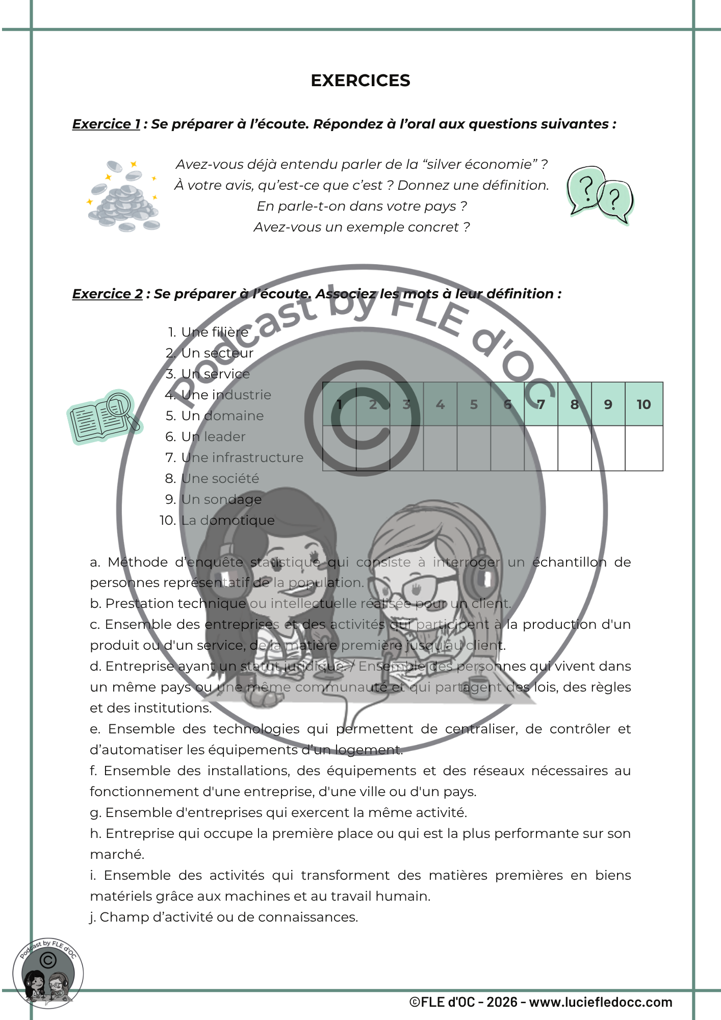 Exercices Podcast by FLE d'OC - La silver économie (#30) – Image 3