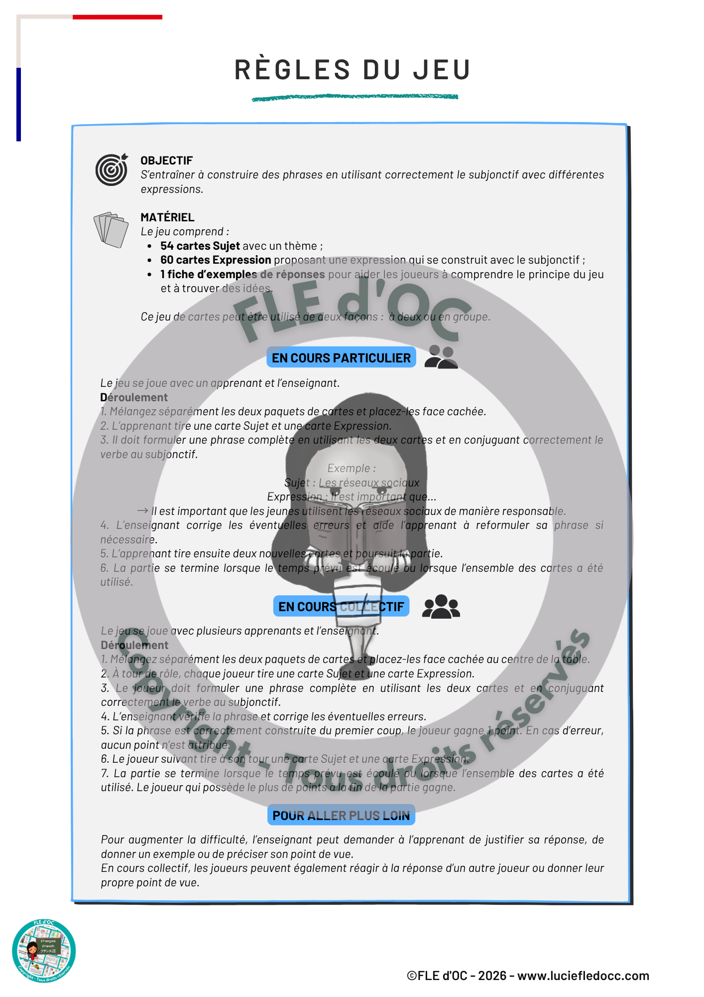Jeu de cartes - Le défi du subjonctif (B1-B2) – Image 3