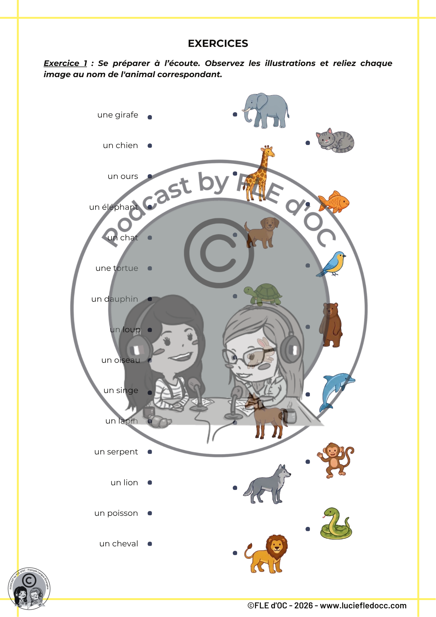 Exercices Podcast by FLE d'OC - Dictée sur les animaux (#106) – Image 3
