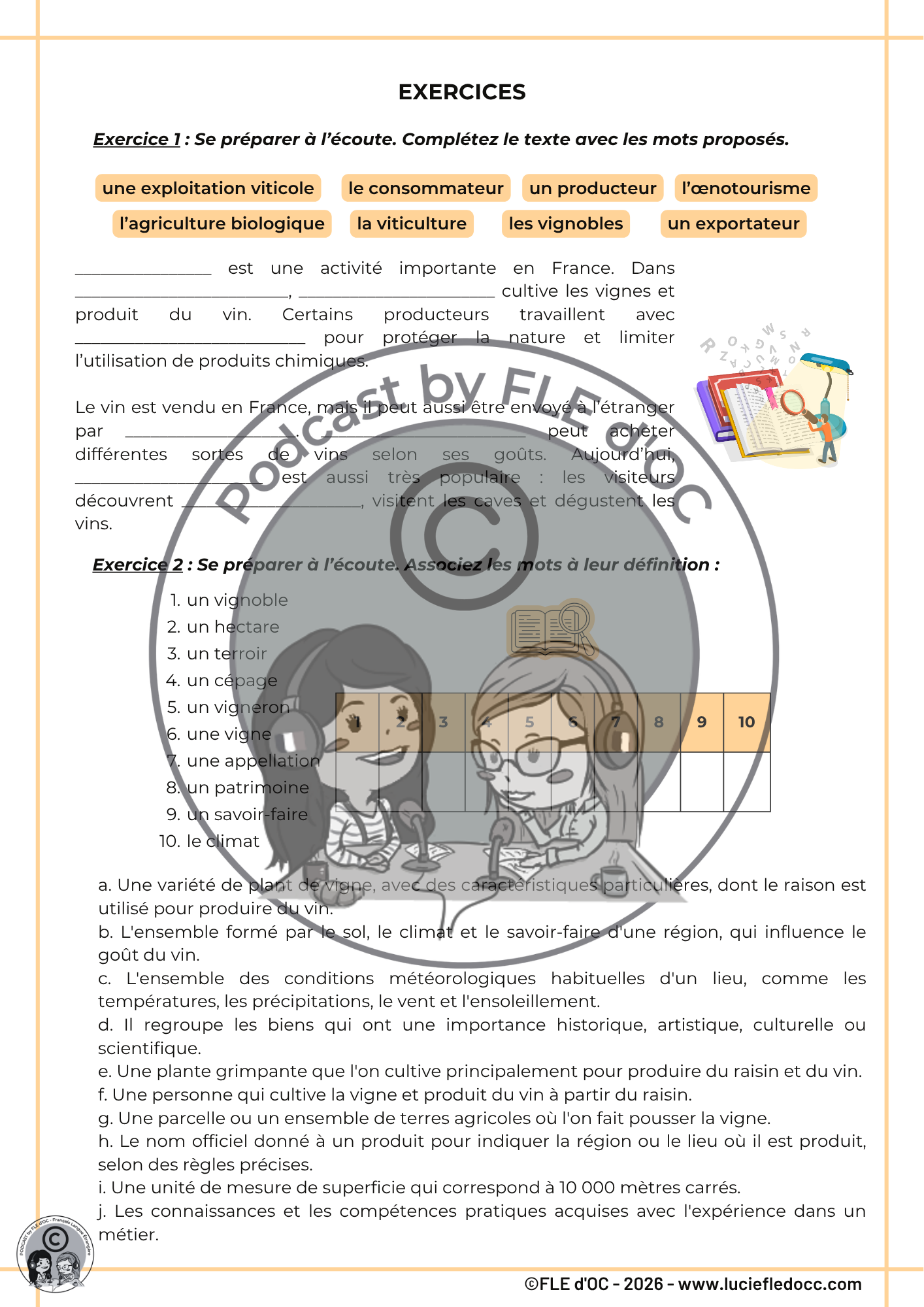 Exercices Podcast by FLE d'OC - Le vin en France (#37) – Image 3