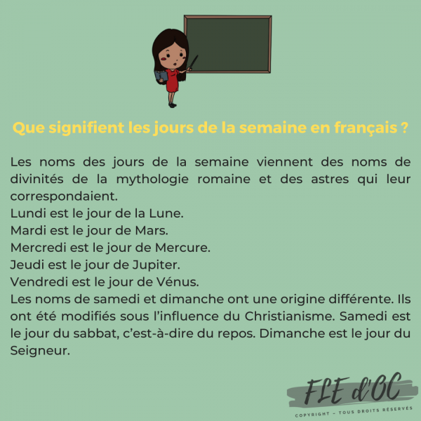 Les jours de la semaine