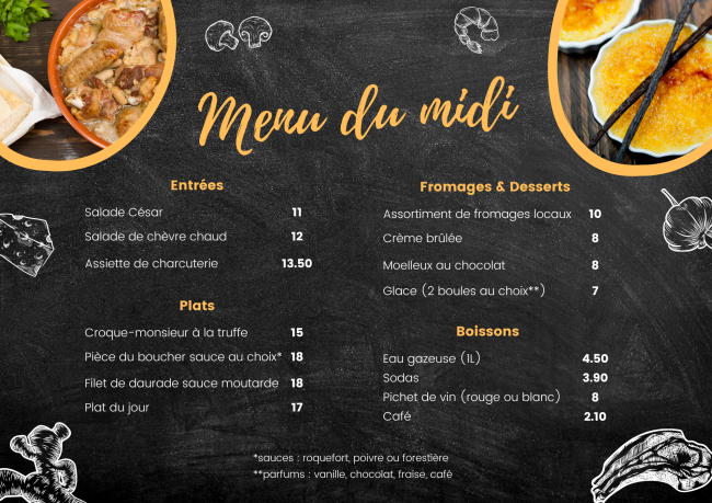 Menu du midi